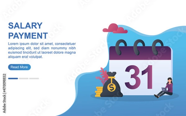 Fototapeta Salary payment concept with a calendar that shows the 31st.