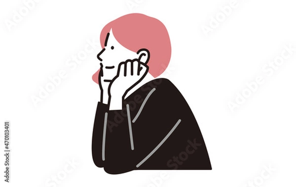 Fototapeta 頬杖をする女性の横顔