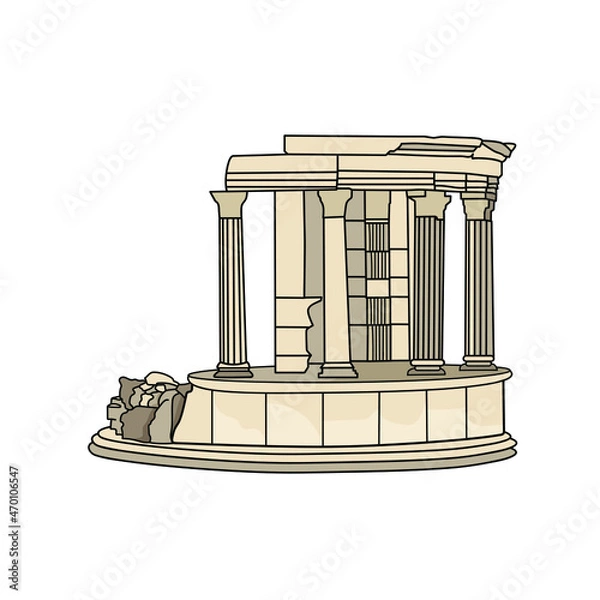 Fototapeta Side Tyche temple. Vector isolated on white background.