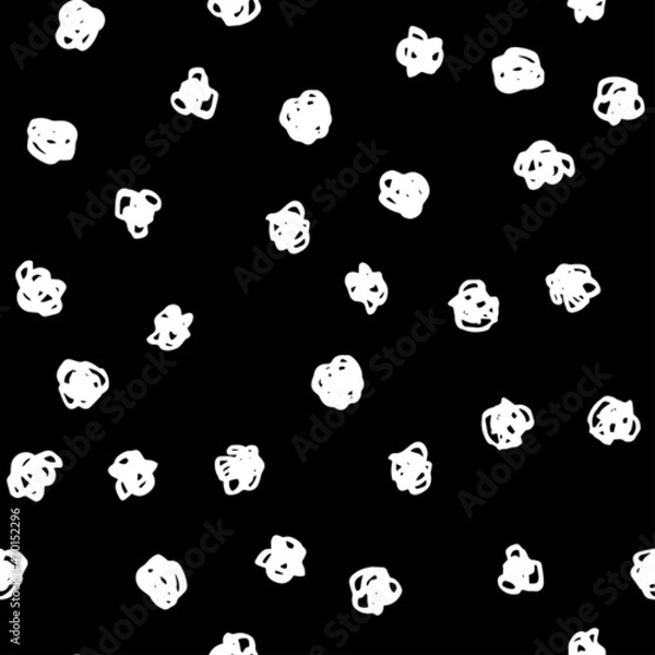 Fototapeta White polka dot abstract seamless pattern on black background. Vector design for textile, backgrounds, clothes, wrapping paper, fabric and wallpaper. Fashion illustration seamless pattern.