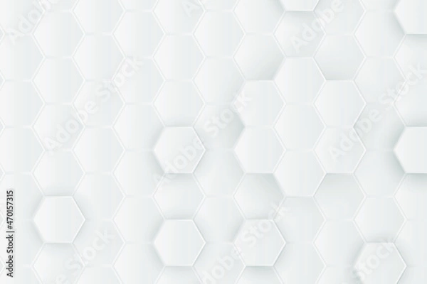 Fototapeta Abstract white hexagon background with shadow. Hex object space for create Cover or Banner in world wide web. 