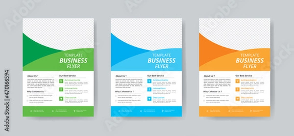 Obraz Corporate Business Flyer Template Layout with 3 Colorful Accents and Grayscale Image Masks