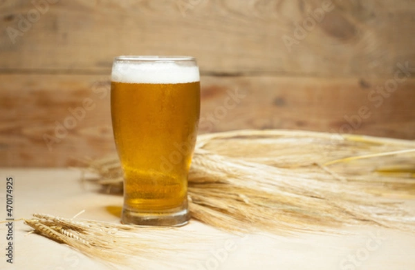 Obraz Glass of beer with barley