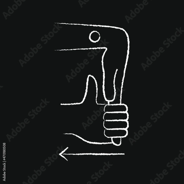 Fototapeta Carpal tunnel syndrome, chalk effect, icon, stretching the arm, towards oneself