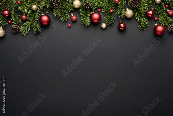 Obraz Christmas border on black background