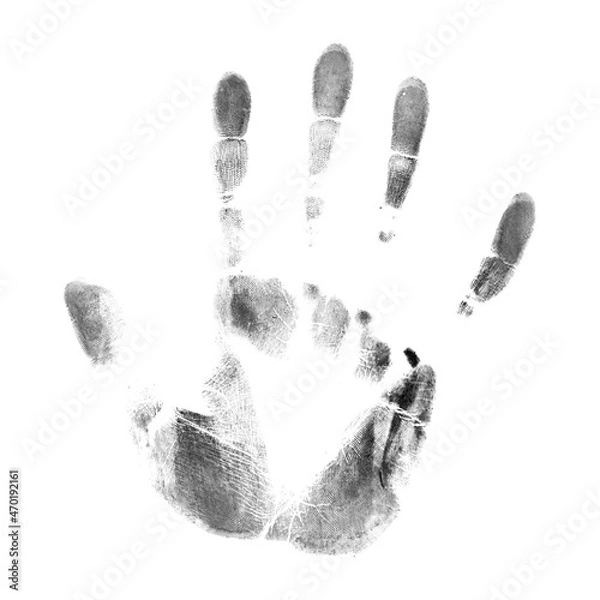 Fototapeta Black handprint on white background