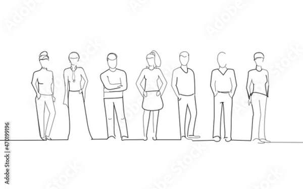 Fototapeta Group of business people isolated on white background. For web site, poster, placard, print material and mobile app. Creative art, modern drawing concept, vector illustration