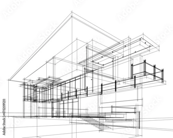 Fototapeta building architecture design 3d graphic illustration