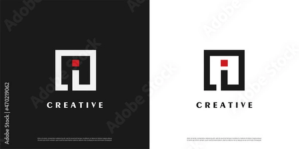 Obraz Letter I logo icon rectangle design template elements