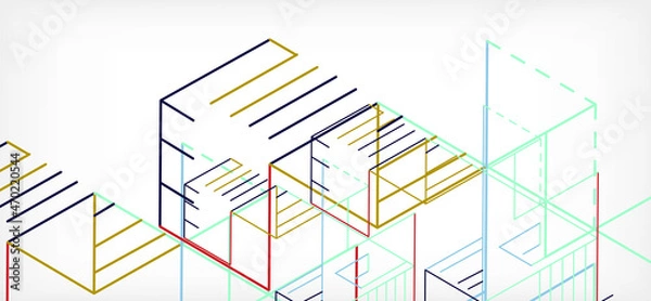 Fototapeta Abstract background. Color lines on white background. Linear abstract composition. Techno or business concept for wallpaper, banner, background, landing page