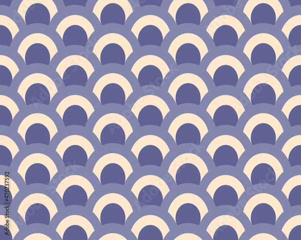 Fototapeta Geometric repetitive meandering waves. Seamless pattern for trendy fabrics, modern paper products with blue color. 