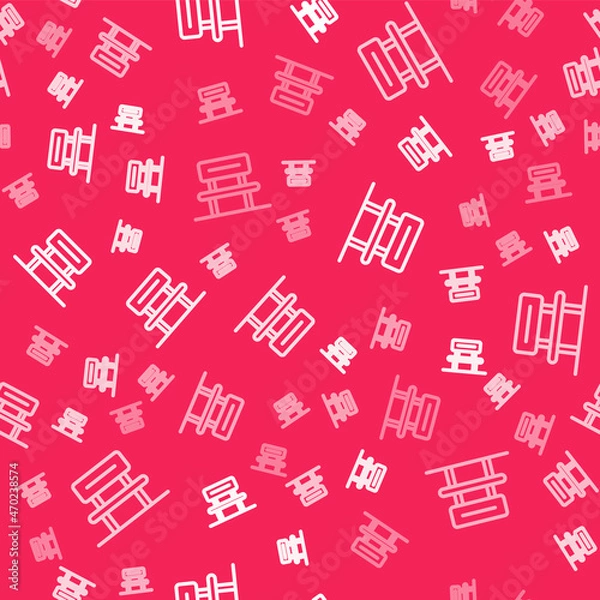 Fototapeta White line Waiting hall icon isolated seamless pattern on red background. Vector