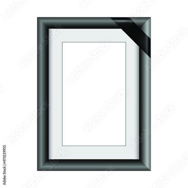 Fototapeta Photo frame with black ribbon ,funeral photo frame