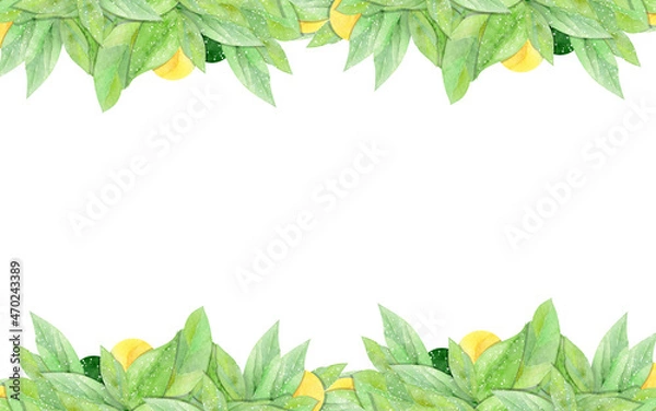 Fototapeta watercolor frame with avocado on white background