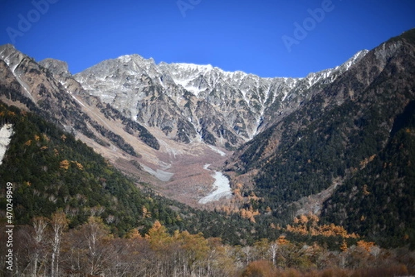 Obraz 上高地風景 河童橋からの風景 紅葉