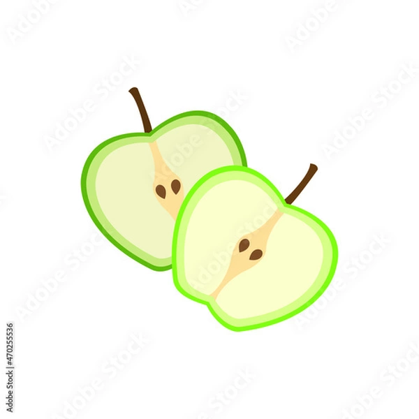 Fototapeta Apple vector icon, two halves of an apple, half of apple vector icon