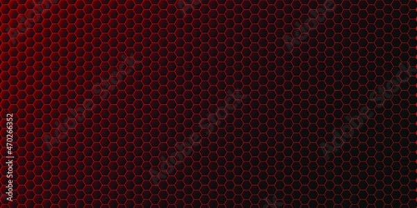 Obraz Honeycomb fire seamless pattern. Abstract red hexagonal background