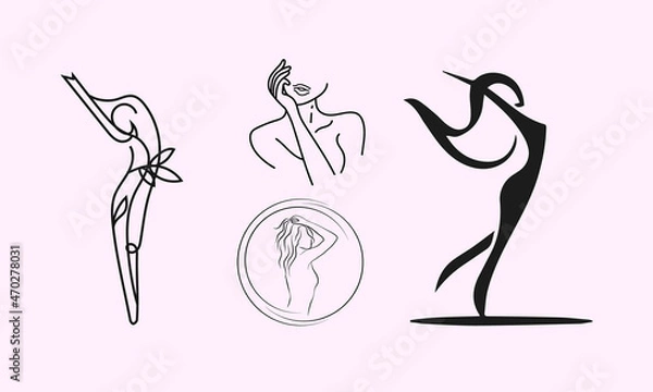 Obraz Young girl set, Vector logo design elements. 