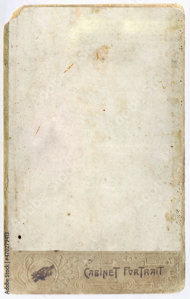 Fototapeta The front of an antique photograph with an embossed frame. Translation of the text on the photo: "Cabinet Portret"
