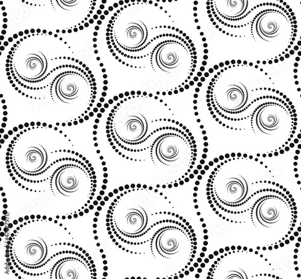 Fototapeta Collection of seamless geometric patterns, whirlpool dot pattern, abstract love