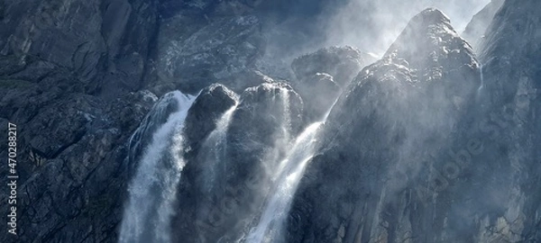 Fototapeta Close up of the waterfall in Cirque de Gavarnie, Pyrenees mountains, France
