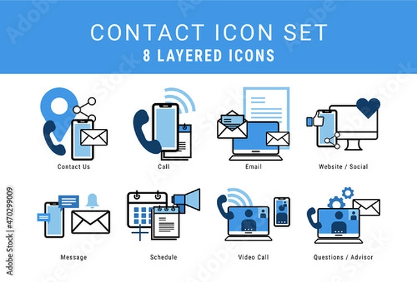 Fototapeta Contact Layered Icon Set