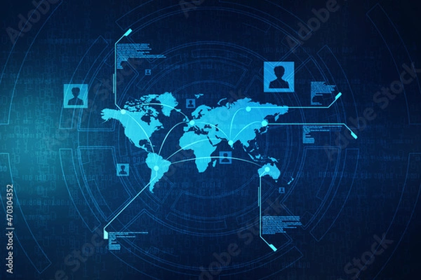 Fototapeta 2d illustration world map abstract background