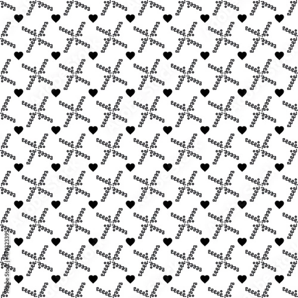 Fototapeta Vector seamless heart pattern EPS. Modern stylish texture SVG. Geometric striped ornament. Monochrome linear braids. Black and White love Pattern