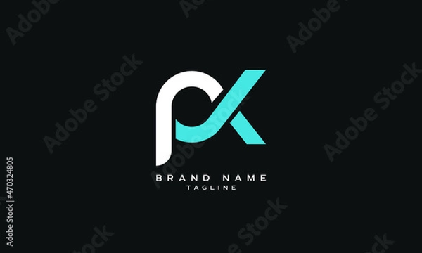 Obraz PK, KP, AJ, KA, PX, XP, AX, XA, Abstract initial monogram letter alphabet logo design