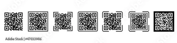 Obraz QR code icon set.Scan QR code.QR code frames scan me for mobile applications ,for payments.QR Code vector icons,symbols.