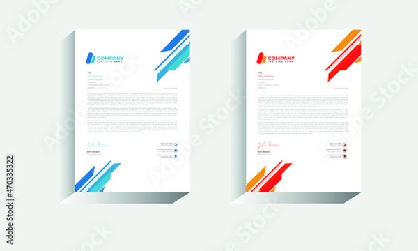Fototapeta Blue and orange Abstract Letterhead Design Template - vector
