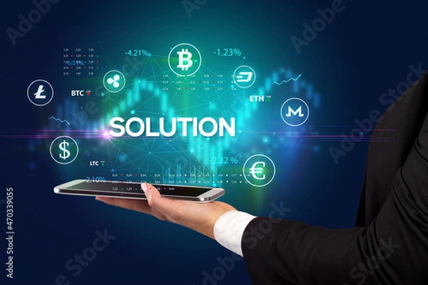 Fototapeta Close-up of a touchscreen with inscription