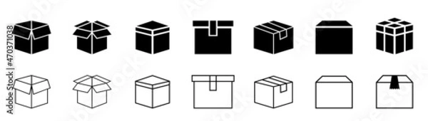 Fototapeta Box simple icon collection. shipping, delivery box, or container icons. Carton box icons. Delivery icon. Vector illustration
