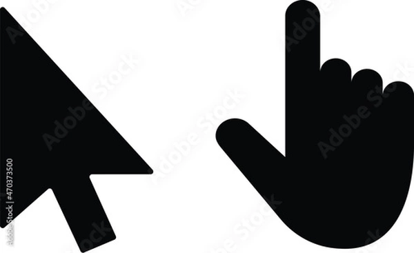 Fototapeta Computer mouse click cursor gray arrow icons set and loading icons. Cursor icon. Mouse click cursor collection. Vector cursors icons click set.