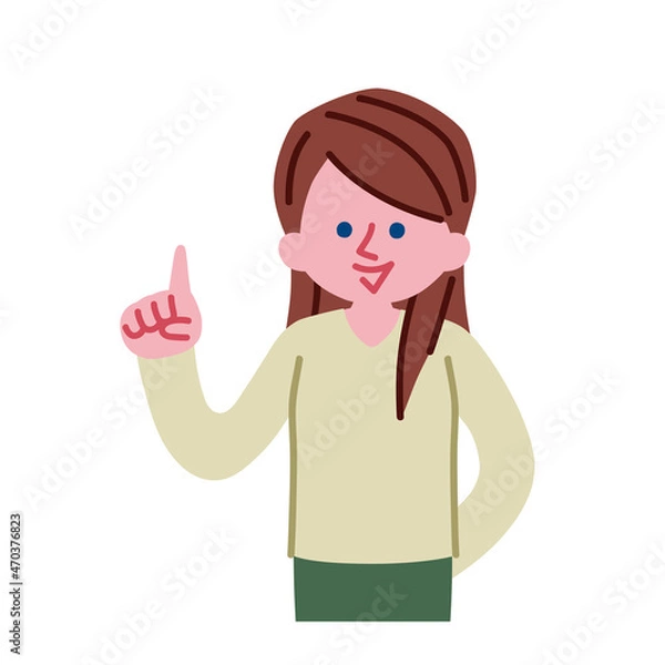 Fototapeta 指をさしている女性のイラスト