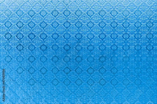Obraz Abstract blue stained glass flower shape design as background.
