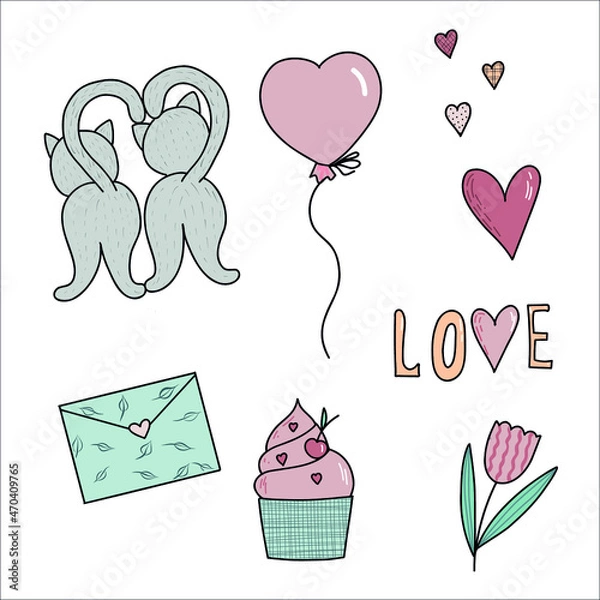 Obraz set of hand drawn hearts