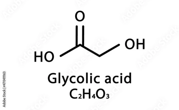 Fototapeta Glycolic acid molecular structure. Hydroacetic acid skeletal chemical formula. Chemical molecular formula vector illustration