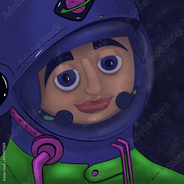Fototapeta astronaut in a spacesuit in outer space illustration