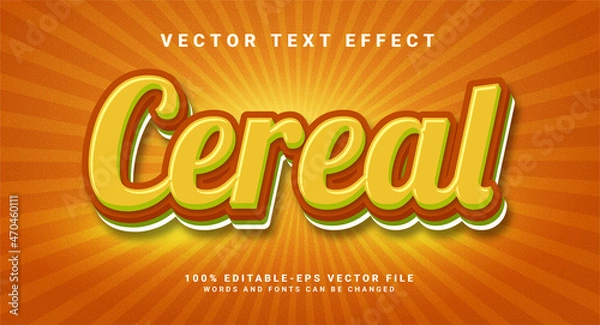 Fototapeta Cereal 3D text effect. Editable text style effect suitable for snack product needs.