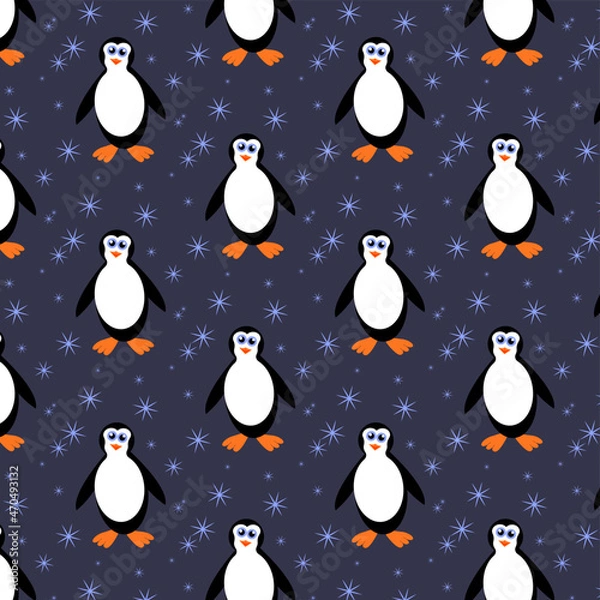 Obraz christmas pattern with penguins
