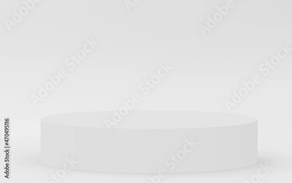 Fototapeta Abstract 3d gray white color cylinder podium minimal studio background.