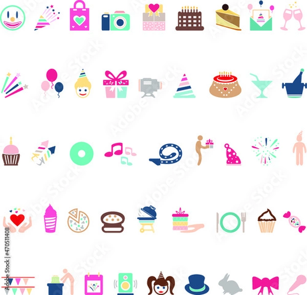 Fototapeta Birthday party elements set on a white background