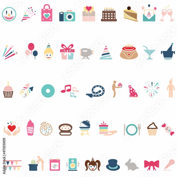 Obraz Birthday party elements set on a white background