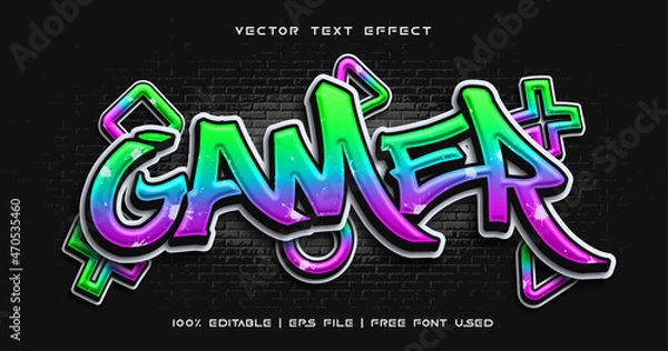 Obraz Gamer text, graffiti editable text effect style