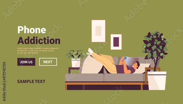 Fototapeta addicted man using digital gadget man woman active in social networks digital addiction concept