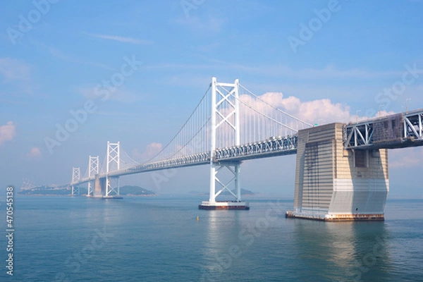 Obraz 青空と青い海と瀬戸大橋