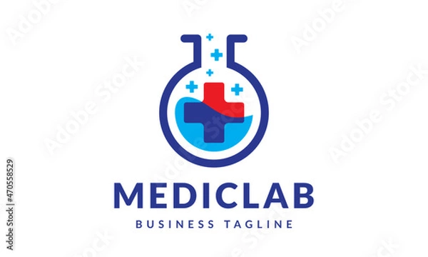 Fototapeta Modern Medical Science Lab Logo Design Vector Icon Symbol Illustration.