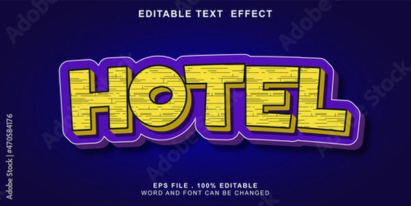 Obraz text effect editable hotel