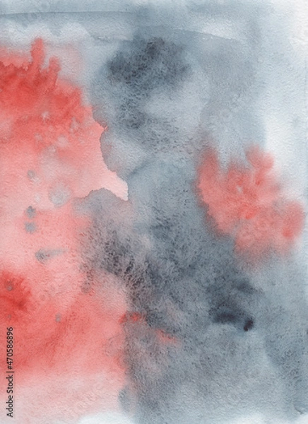 Fototapeta Large size watercolor background for invitations, banners, posters. The background is painted in turquoise, blue, yellow, indigo, purple and red colors. 